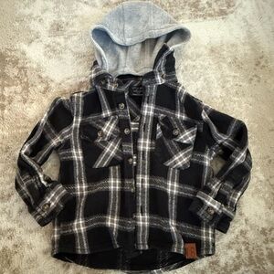 Little Bipsy Black and Gray Plaid Hoodie Shirt